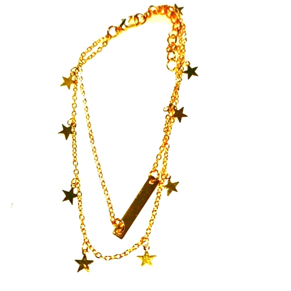 Vintage Gold Stars and Bar Double Strand Anklet/Bracelet - Picture 1 of 3